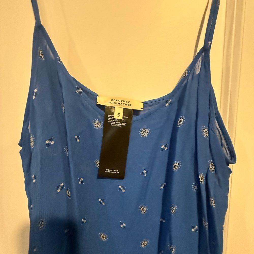 Dorothee Schumacher Something Blue Dress-Blue Tie Print- Size 5 (XL) - Picture 5 of 8